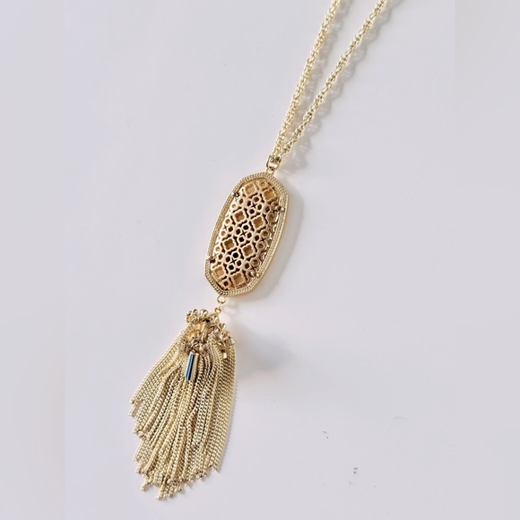 KENDRA SCOTT Rayne Long Gold Filigree Tassel Pendant Necklace - Picture 4 of 11